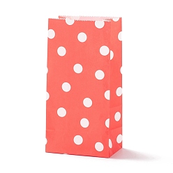Rouge Sacs en papier kraft rectangle, aucun gère, sacs-cadeaux, motif de points de polka, rouge, 9.1x5.8x17.9 cm