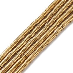 Plateado en Oro No magnéticos hematites sintética hebras, perlas heishi, disco / plano y redondo, oro chapado, 4x1 mm, agujero: 1 mm, 15.7 pulgada