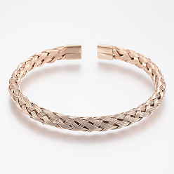 Or Rose 304 manchette en acier inoxydable bracelets bracelets de couple, or rose, 55x60 mm (2-1/8 pouces x 2-3/8 pouces)