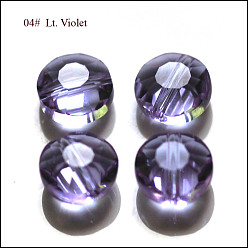 Lilac Imitation Austrian Crystal Beads, Grade AAA, Faceted, Flat Round, Lilac, 8x4mm, Hole: 0.9~1mm