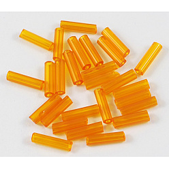 Orange Glass Bugle Beads, Seed Beads, Orange, about 6mm long, 1.8mm in diameter, hole: 0.6mm, about 10000pcs/bag. Sold per package of one pound