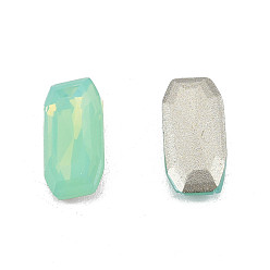 Chrysolite K9 Glass Rhinestone Cabochons, Pointed Back & Back Plated, Faceted, Rectangle Octagon, Chrysolite, 12x6x3mm