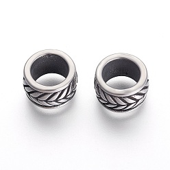 Antique Silver 304 Stainless Steel Beads, Rondelle, Antique Silver, 12.5x7.5mm, Hole: 8.5mm