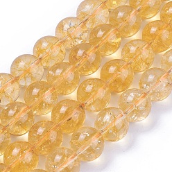Citrine Natural Citrine Beads Strands, Round, Dyed & Heated, 12mm, Hole: 1mm, about 33pcs/strand, 15.5 inch