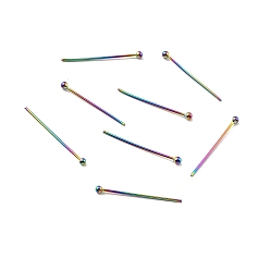 Rainbow Color Chapado de iones (ip) 304 pasadores de cabeza esférica de acero inoxidable, color del arco iris, 20x0.6 mm, 22 calibre, cabeza: 1.7 mm