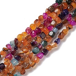 Colorful Natural Agate Beads Strands, Nuggets, Dyed & Heated, Colorful, 5~11x5~12x5~11mm, Hole: 1~1.4mm, about 39~50pcs/strand, 14.17~14.96 inch(36~38cm)