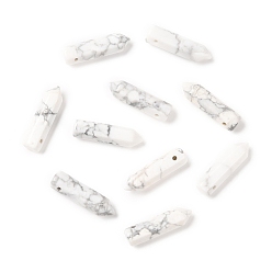 Howlite Natural Howlite Pointed Pendants, Faceted, Bullet, 30~33x8~9mm, Hole: 1.4~1.6mm
