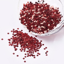 Rouge Ornement accessoires plastique paillette / paillettes perles, étoiles, rouge, 2.5x2.5x0.1mm, environ 450000 pcs / livre