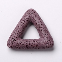 Old Rose Synthetic Lava Rock Big Triangle Pendants, Dyed, Old Rose, 51x56x11mm, Hole: 18x20mm