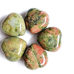 Unakite Pierres de guérison naturelles unakite, coeur amour pierres, pierres de poche pour l'équilibrage du reiki, 15x15x10mm