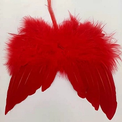 Rouge Mini poupée plume d'aile d'ange, avec corde de polyester, pour la fabrication de moppet bricolage enfants accessoires de photographie décorations accessoires, rouge, 120x100mm