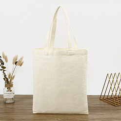 Белый Холщовая сумка из хлопчатобумажной ткани, вертикальная сумка для рукоделия, белые, 42x34 см
