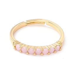 Pink Anillo ajustable de circonita cúbica, anillo de dedo de latón chapado en oro real 18k para mujer, rosa, tamaño de EE. UU. 6 1/2 (16.9 mm)