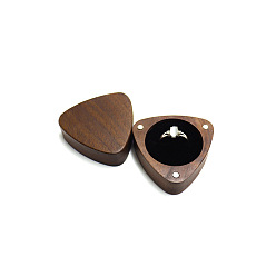 Черный Деревянные ящики для хранения колец, с магнитными застежками и бархатом внутри, треугольные, чёрные, 5.5x5.5x3 см