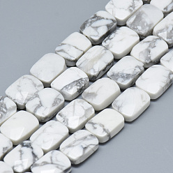 Howlite Natural Howlite Bead Strands, Faceted, Rectangle, 11x8x5mm, Hole: 1mm, about 18pcs/strand, 7.8 inch