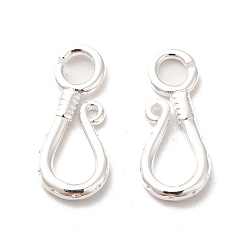 925 Sterling Silver Plated Water Plating Brass Hook Clasps, Cadmium Free & Lead Free, 925 Sterling Silver Plated, 19x8x2mm, Hole: 3mm