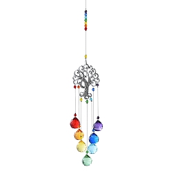 Tree of Life Glass Wind Chimes, Suncatcher Pendant Decorations, Tree of Life, 420mm