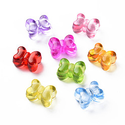 Mixed Color Transparent Acrylic Beads, Bowknot, Mixed Color, 11x15x8.5mm, Hole: 3mm, about 520pcs/500g