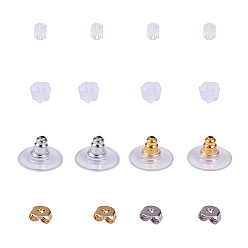 Golden & Silver Brass Ear Nuts, Brass with Plastic Earrings Bullet Backs, Plastic Rubber Earring Backs, Golden & Silver