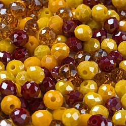 Goldenrod Glass Beads, Faceted, Rondelle, Goldenrod, 4x3mm, Hole: 0.4mm, about 6800pcs/500g