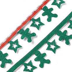Зеленый Рождественский пряничный человечек из фетра с кружевной отделкой, украшение в виде звезды из полиэстера, для украшения рождественской вечеринки, зелёные, 1 дюйм (25 мм), около 10.94 ярдов (10 м) / рулон