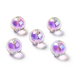 Medium Purple Two Tone UV Plating Rainbow Iridescent Acrylic Beads, Round, Medium Purple, 15~15.5x15.5~16mm, Hole: 3~3.1mm