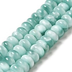 Natural Glass Natural Glass Beads Strands, Grade A, Rondelle, Aqua Blue, 12x6~7.5mm, Hole: 1.2mm, about 59~62pcs/strand, 15.5~15.7''(39.37~39.88cm)