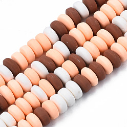 Saddle Brown Handmade Polymer Clay Beads Strands, for DIY Jewelry Crafts Supplies, Flat Round, Saddle Brown, 6~7x3mm, Hole: 1.5mm, about 113~116pcs/strand, 15.55 inch~16.14 inch(39.5~41cm)