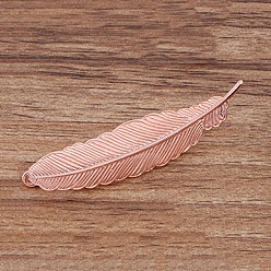 Rose Gold Iron Feather Hair Pin, Ponytail Holder Statement, Hair Accessories for Women, Rose Gold, 35mm
