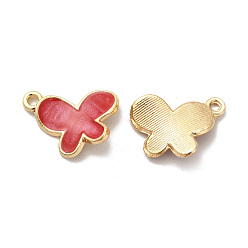 Red Alloy Enamel Pandants, Lead Free & Cadmium Free, Light Gold, Butterfly Charm, Red, 18x15x3mm, Hole: 1.6mm