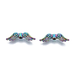 Rainbow Color Rack Plating Alloy Bead, Wing, Rainbow Color, 6.5x23x4mm, Hole: 2mm