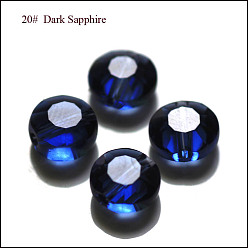 Prussian Blue Imitation Austrian Crystal Beads, Grade AAA, Faceted, Flat Round, Prussian Blue, 8x4mm, Hole: 0.9~1mm