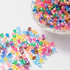 Couleur Mélangete Perles acryliques transparentes plaquées couleur ab bicône respectueuses de l'environnement, couleur mixte, 4x4mm, trou: 1 mm, environ 16600 pcs / 500 g