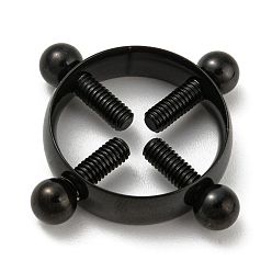 Black 304 Stainless Steel Flase Nipple Rings, Flase Nipple Piercing Rings, Black, 22x22x6mm, Inner Diameter: 17.5mm, Pin: 3mm