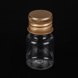 Золотой ПЭТ пластиковая мини-бутылка для хранения, дорожная бутылка, для косметики, крем, лосьон, жидкость, с алюминиевой винтовой крышкой, золотые, 2.2x4.3 см, емкость: 5 мл (0.17 жидких унций)