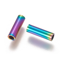 Rainbow Color Placage ionique (ip) 304 perles de tube en acier inoxydable, couleur arc en ciel, 10x3mm, Trou: 2mm