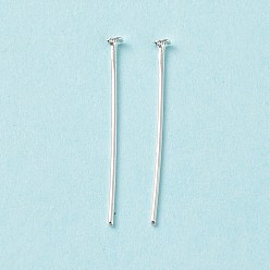 Plata Pasadores de cabeza plana de latón, sin plomo y cadmio, plata, 20~21 mm, cabeza: 1.8 mm, pin: 0.6 mm, 22 calibre