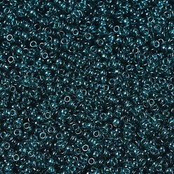 (RR2406) Transparent Dark Teal Perles rocailles miyuki rondes, perles de rocaille japonais, (rr 2406) sarcelle foncée transparente, 11/0, 2x1.3mm, trou: 0.8 mm, environ 5500 pcs / 50 g