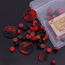 Dark Red Sealing Wax Particles, for Retro Seal Stamp, Octagon, Dark Red, 9mm, about 100pcs/bag
