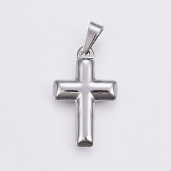 Stainless Steel Color 304 Stainless Steel Pendants, Cross, Stainless Steel Color, 21.5x13.5x2.5mm, Hole: 6x3mm