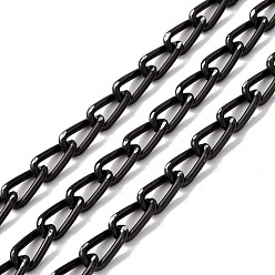 Gunmetal Oval Oxidation Aluminum Curb Chains, Unwelded, with Spool, Gunmetal, Link: 14x7x2mm, about 30m/roll