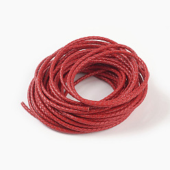 Красный Плетеный кожаный шнур, кожаный шнур ювелирных изделий, ювелирные изделия DIY делает материал, окрашенные, круглые, красные, 4 мм, около 10.93 ярдов (10 м) / пачка