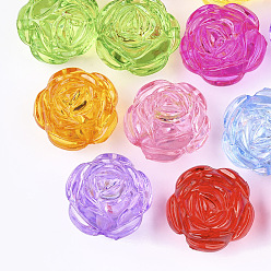 Couleur Mélangete Boutons à queue acryliques transparentes, fleur, couleur mixte, 24x25x20.5mm, trou: 2.5 mm, environ 85 pcs / 500 g