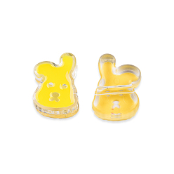 Yellow Transparent Acrylic Enamel Beads, Rabbit, Yellow, 24x17x8mm, Hole: 3.5mm