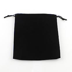 Noir Sac de bijoux de velours, rectangle, noir, 17x15 cm