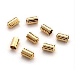 Real 24K Gold Plated Brass Cord End, End Caps Long-Lasting Plated, Column, Real 24K Gold Plated, 5x3mm, Hole: 1mm, Inner Diameter: 1.5mm