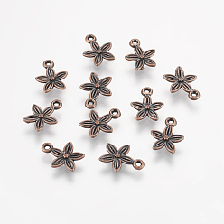Red Copper Tibetan Style Alloy Red Copper Metal Charms, Lead Free and Cadmium Free, 13.5x10.5x3mm, Hole: 1.5mm