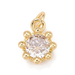 Clear Brass Inlaid Clear Cubic Zirconia Charms, Real 18K Gold Plated, Lead Free & Cadmium Free, Crown, Clear, 11.5x9.5x6mm, Hole: 3mm