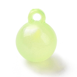 Green Yellow Luminous Acrylic Pendants, with Glitter, Glow In The Dark, Round Charms, Green Yellow, 20x15.5mm, Hole: 3.5mm, about 200pcs/500g