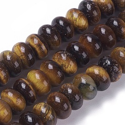 Tiger Eye Natural Tiger Eye Beads Strands, Rondelle, 8~8.4x5~5.5mm, Hole: 0.8mm, about 73pcs/strand, 15.11 inch~15.23 inch(38.4~38.7cm)